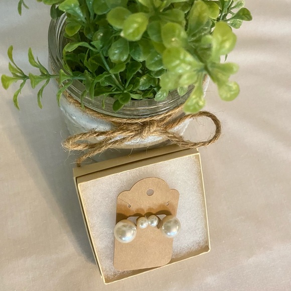 Best Seller! Minimalist Double Sided Pearl Earrings, Gift Post Bead Earrings - Picture 8 of 9